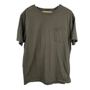 LINE OF TRADE Mens Short Sleeve Pocket T Shirt Green Cotton Size L